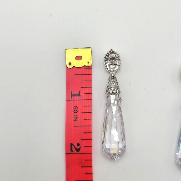 Kendra Scott Crystal Drop Earrings, Silver Formal Bridal - Picture 4 of 5